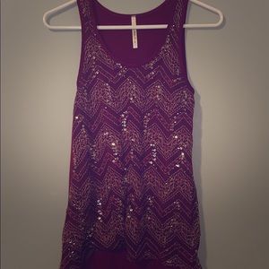 Red tank top with gold glitz